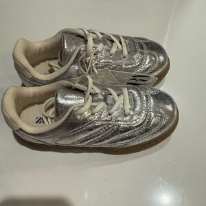 Zara Kids Metallic Silver Sneakers